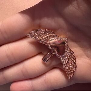 Rose Gold Winged Heart charm